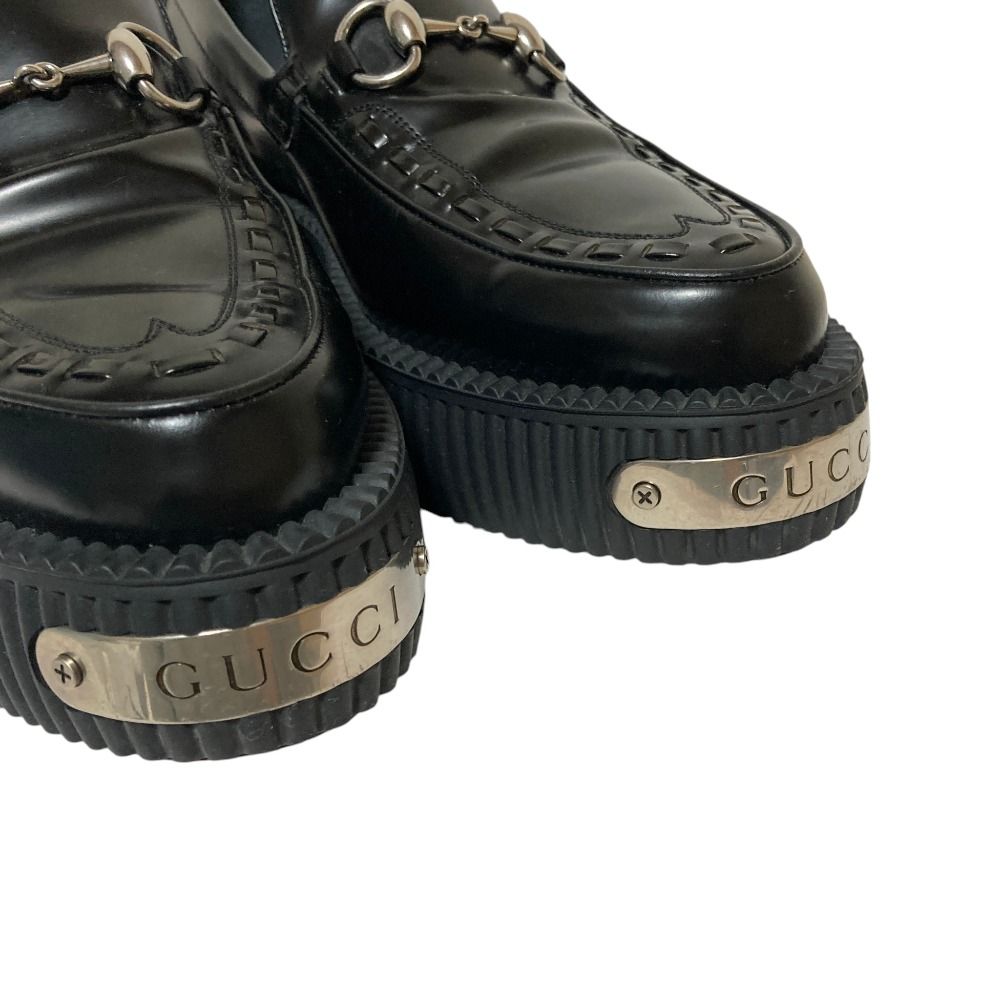 Gucci Logo Plate Horsebit Clipper Loafers 6.5 Black — view 6