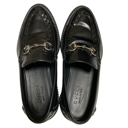 Gucci Logo Plate Horsebit Clipper Loafers 6.5 Black — view 4