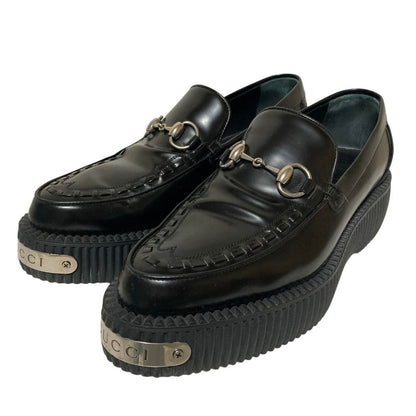 Gucci Logo Plate Horsebit Clipper Loafers 6.5 Black