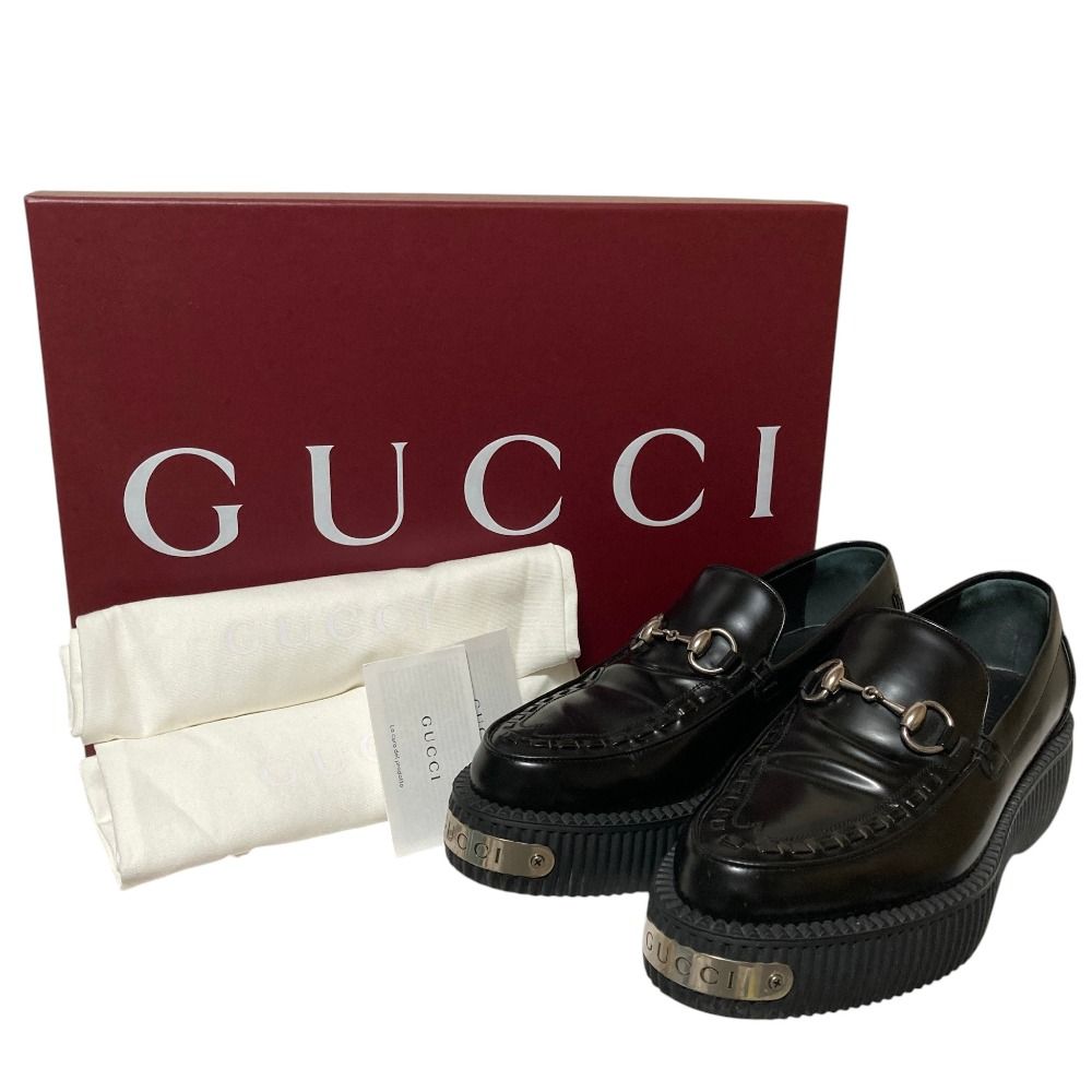 Gucci Logo Plate Horsebit Clipper Loafers 6.5 Black — view 9