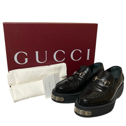 Gucci Logo Plate Horsebit Clipper Loafers 6.5 Black — view 9