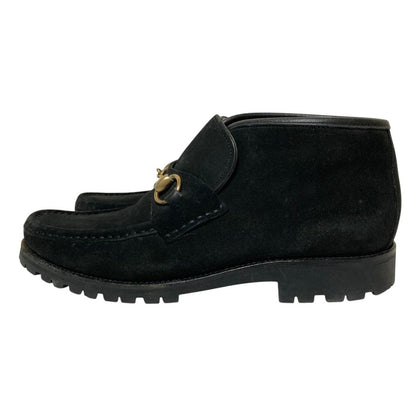 Gucci Suede Leather Horsebit Short Boots 38.5 Black — view 2