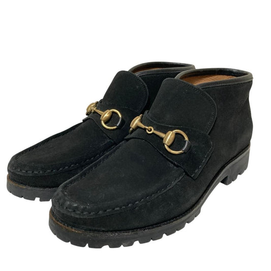Gucci Suede Leather Horsebit Short Boots 38.5 Black