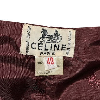 Celine Vintage Carriage Button Horsebit Suede Leather Gilet Vest Skirt Set 40 — view 6