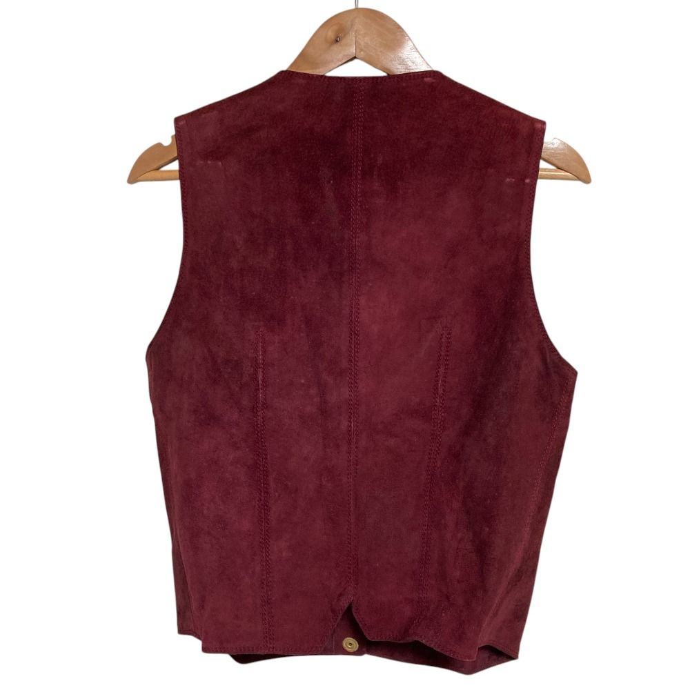 Celine Vintage Carriage Button Horsebit Suede Leather Gilet Vest Skirt Set 40 — view 3