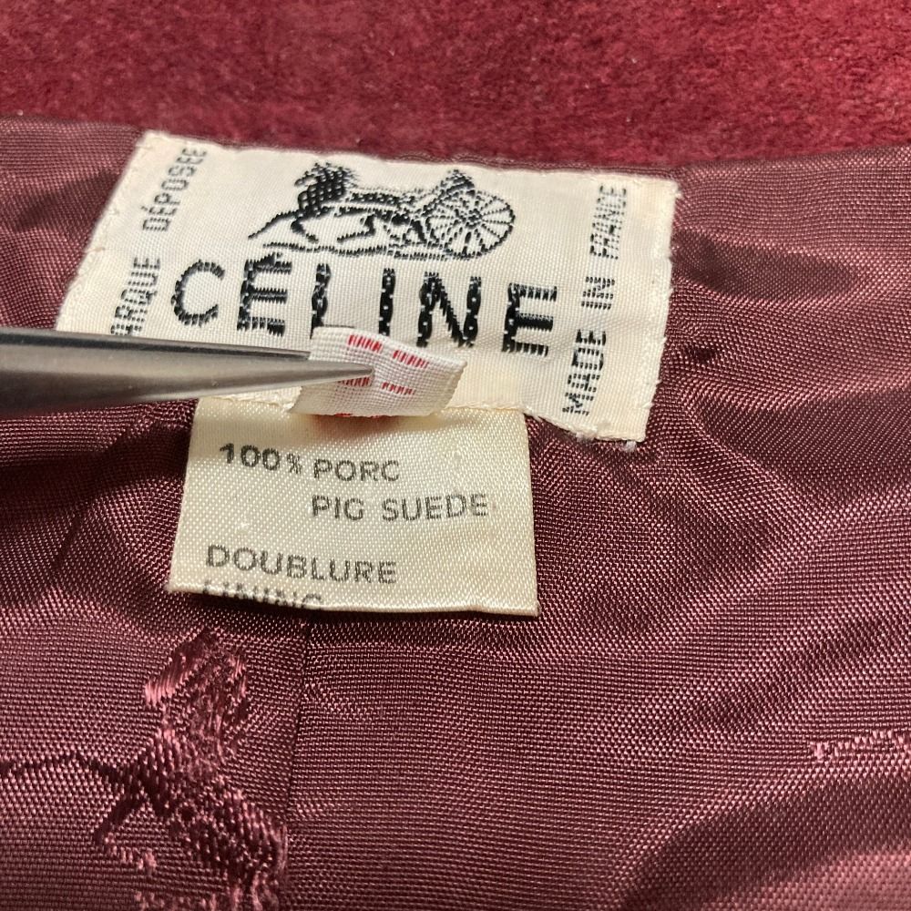 Celine Vintage Carriage Button Horsebit Suede Leather Gilet Vest Skirt Set 40 — view 7