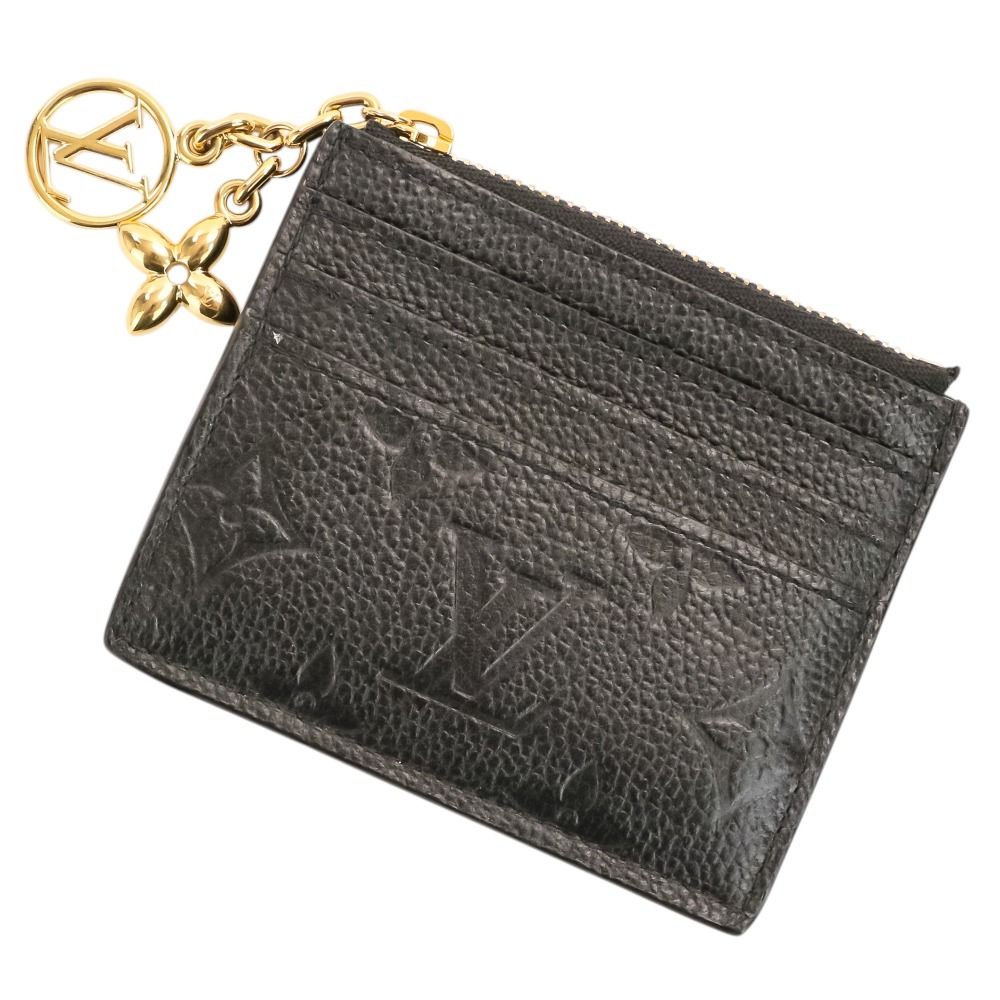 Louis Vuitton Monogram Empreinte Card Holder LV Charm Coin Case Black