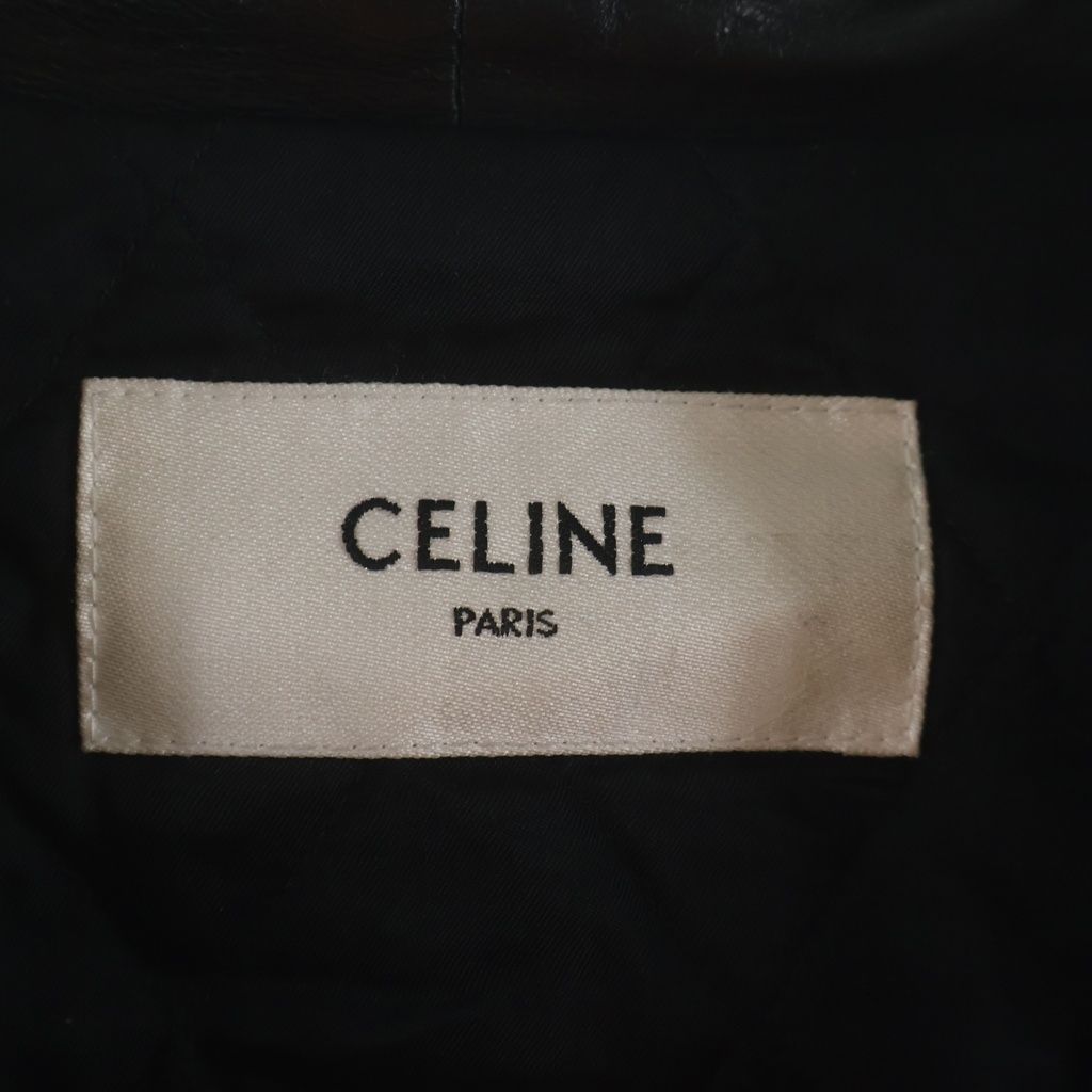 Celine Soft Lambskin Leather Hood Logo Jacket Black Sample — view 8