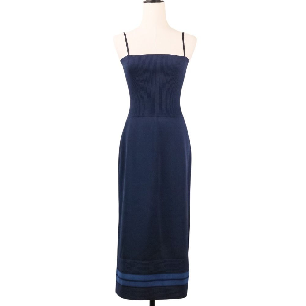 Hermes Bicolor Skirt Knit 2-Way Dress 38 Blue