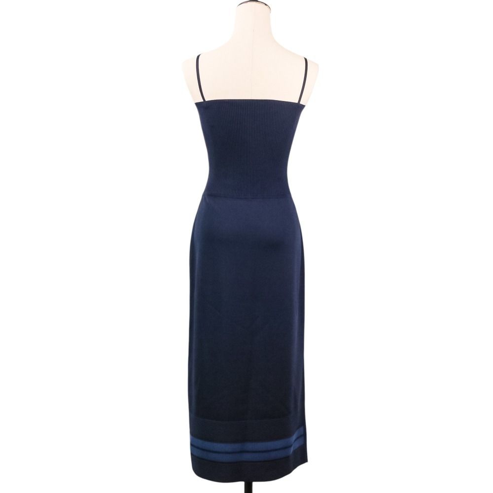 Hermes Bicolor Skirt Knit 2-Way Dress 38 Blue — view 4