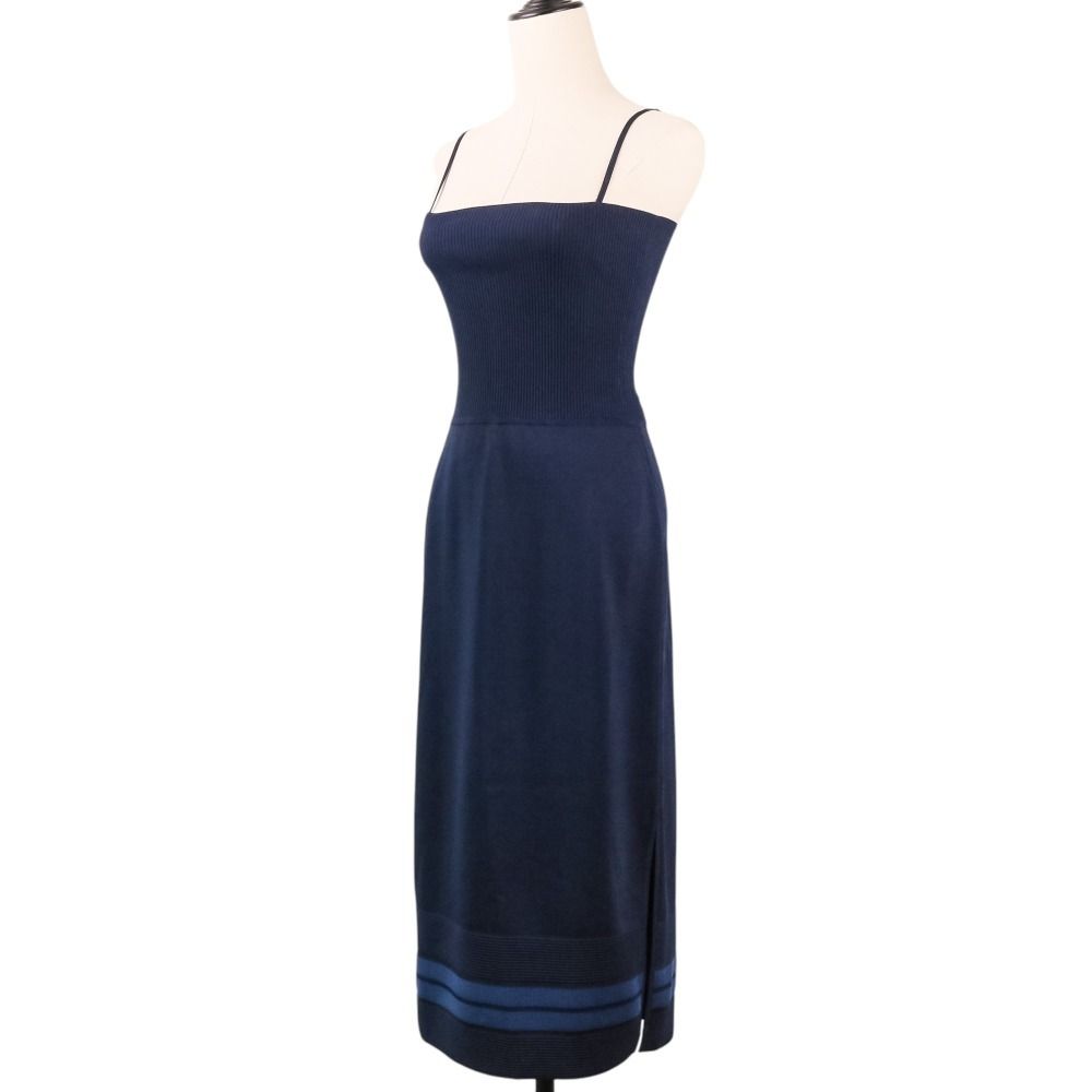 Hermes Bicolor Skirt Knit 2-Way Dress 38 Blue — view 2