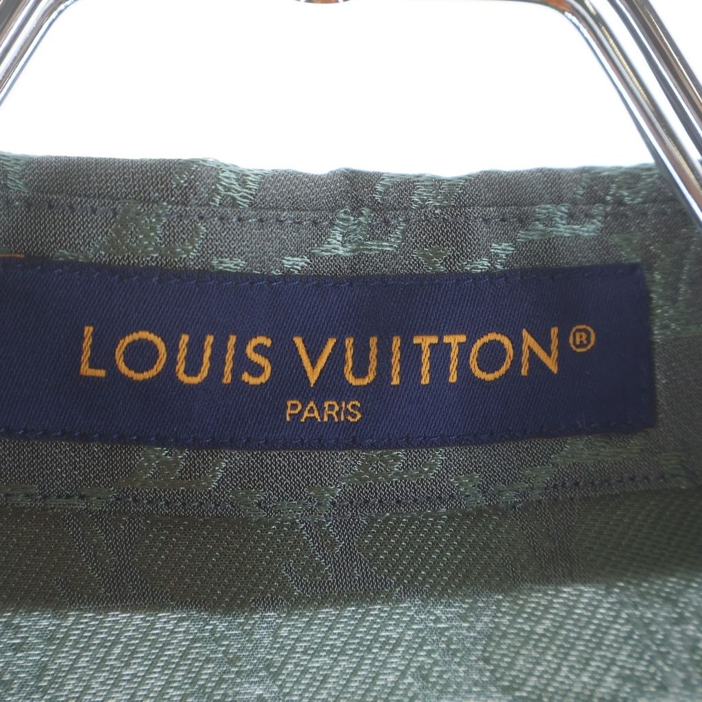 Louis Vuitton Jacquard Monogram Silk Blend Open Collar Shirt Short Sleeve Gray — view 6