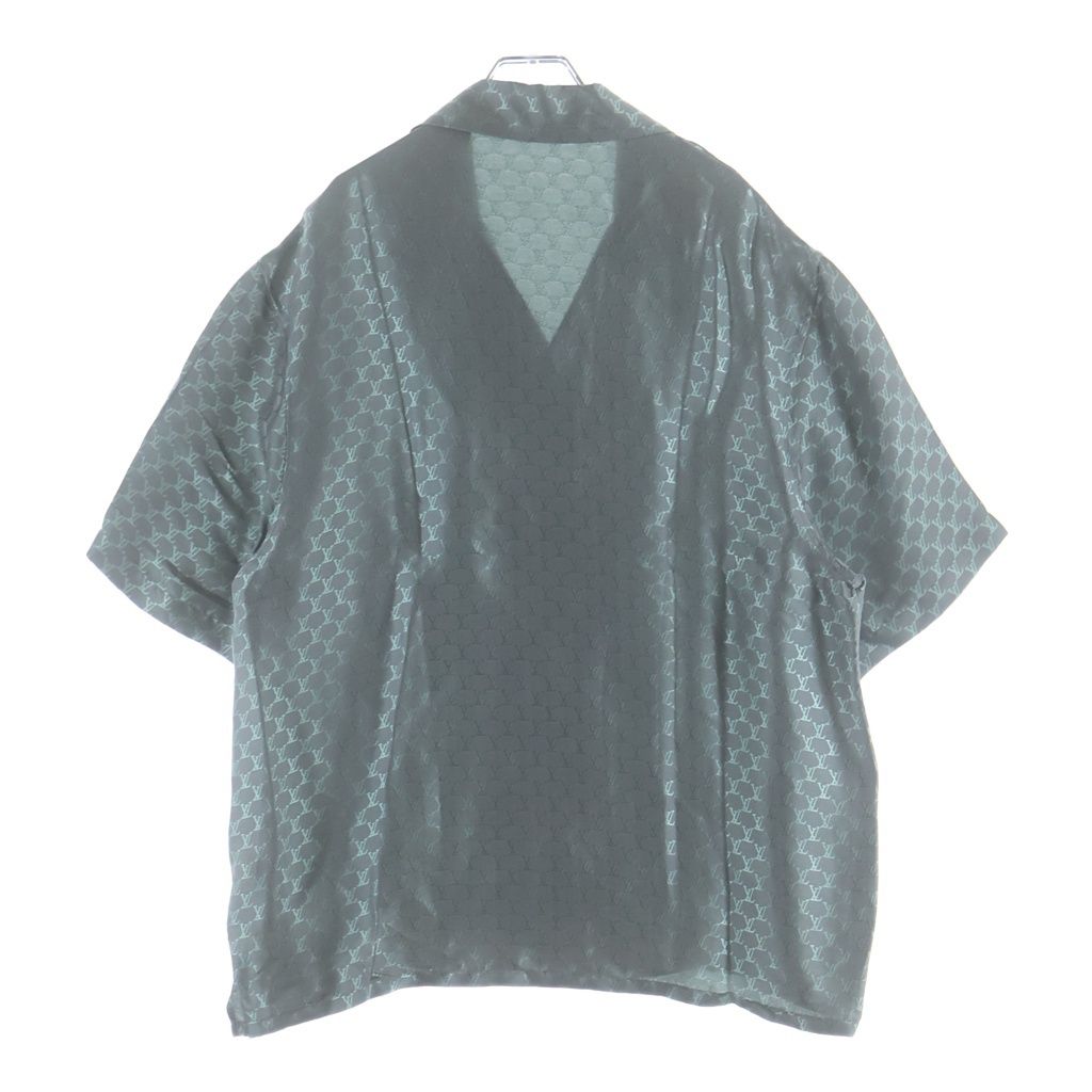 Louis Vuitton Jacquard Monogram Silk Blend Open Collar Shirt Short Sleeve Gray — view 2