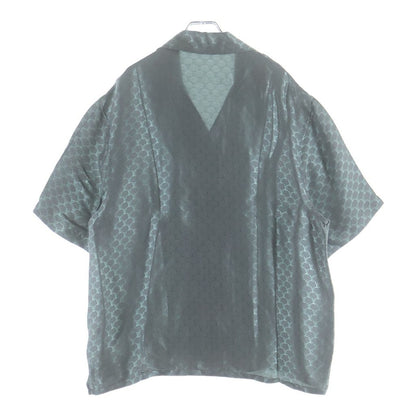 Louis Vuitton Jacquard Monogram Silk Blend Open Collar Shirt Short Sleeve Gray — view 2