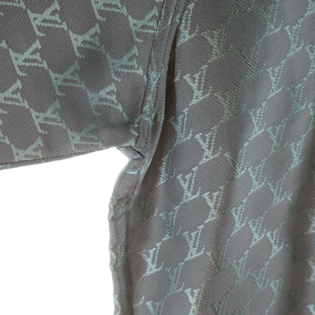 Louis Vuitton Jacquard Monogram Silk Blend Open Collar Shirt Short Sleeve Gray — view 5