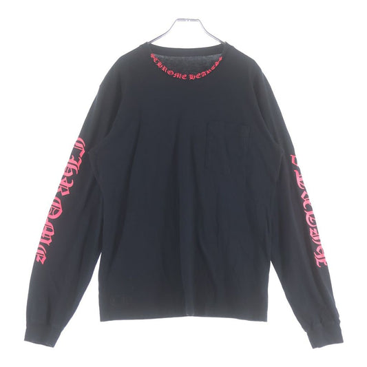 Chrome Hearts Vintage English Neck Logo Long Sleeve Tee Long T-Shirt Black Pink