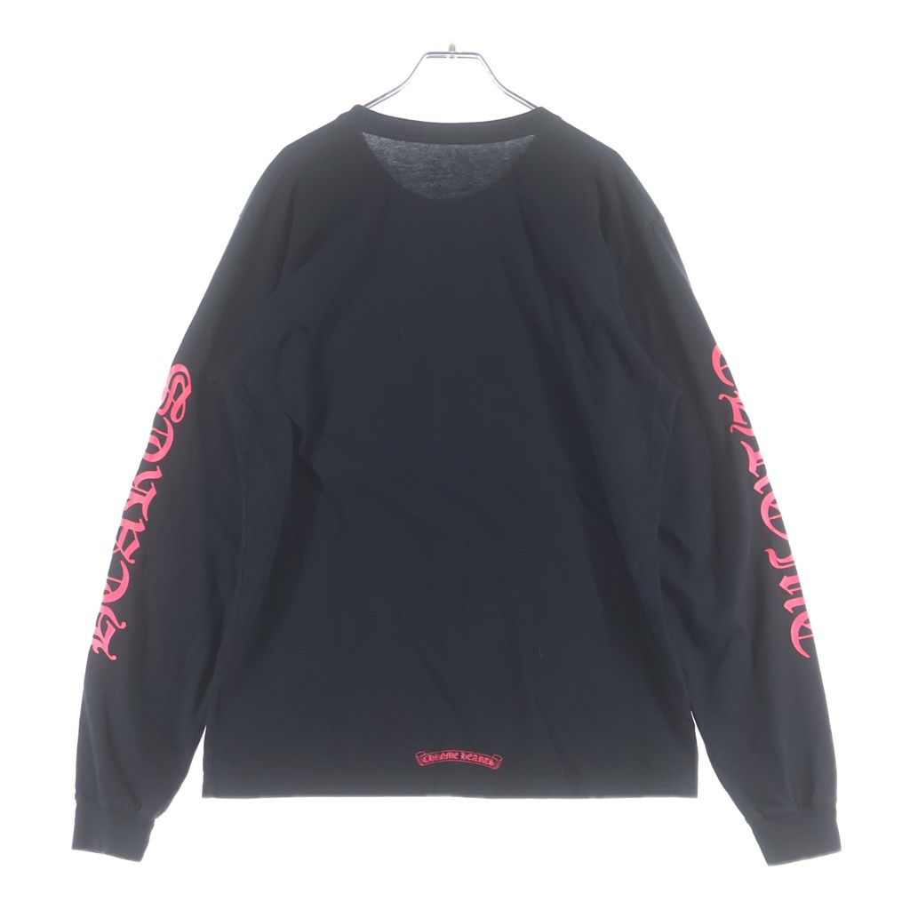 Chrome Hearts Vintage English Neck Logo Long Sleeve Tee Long T-Shirt Black Pink — view 2
