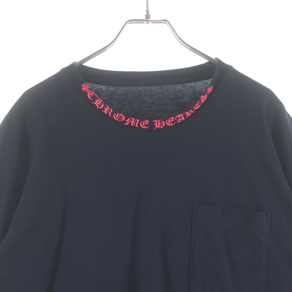 Chrome Hearts Vintage English Neck Logo Long Sleeve Tee Long T-Shirt Black Pink — view 3