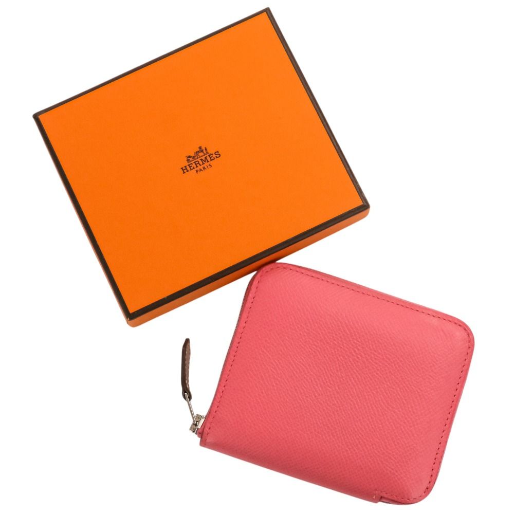 Hermes Compact Silk in Leather Wallet Rose Azare Pink — view 9