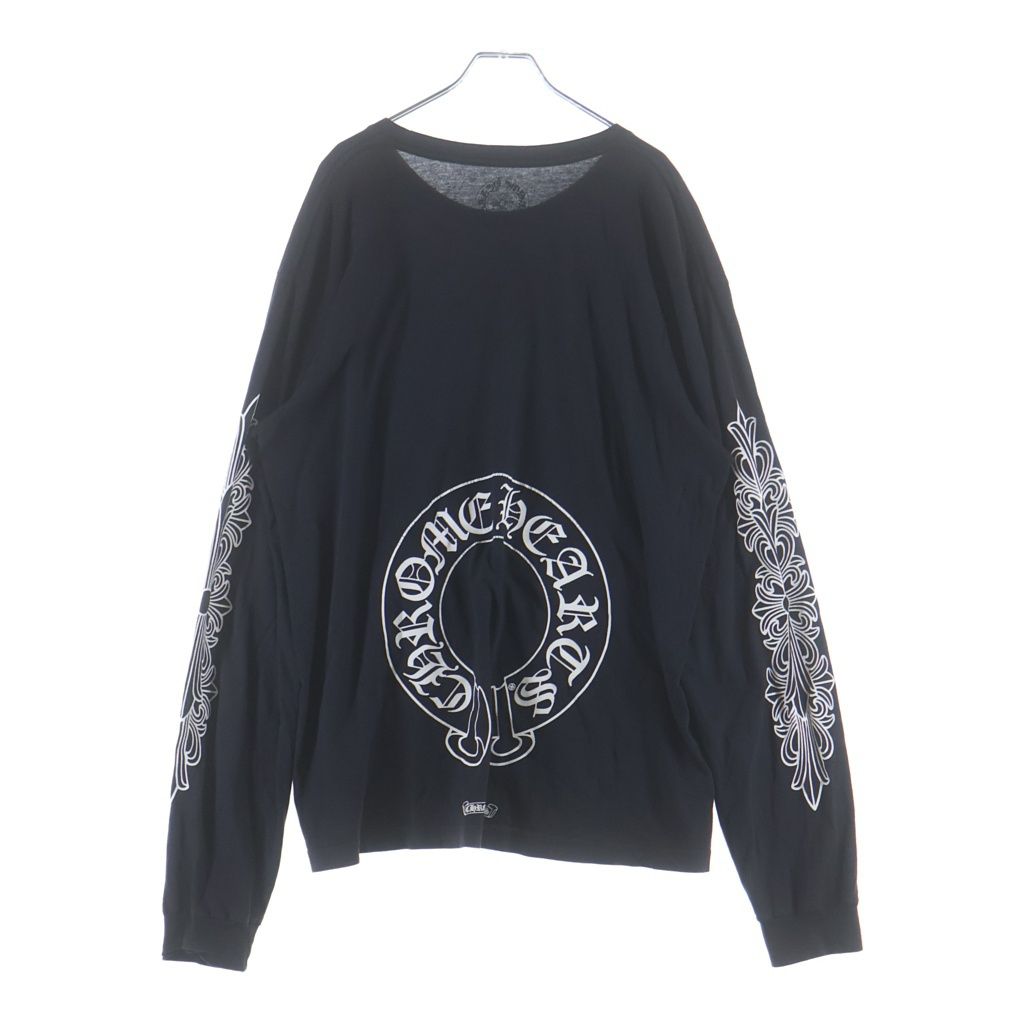 Chrome Hearts Horseshoe L S Tee Back Horse Sleeve Floral Cross Long Pocket