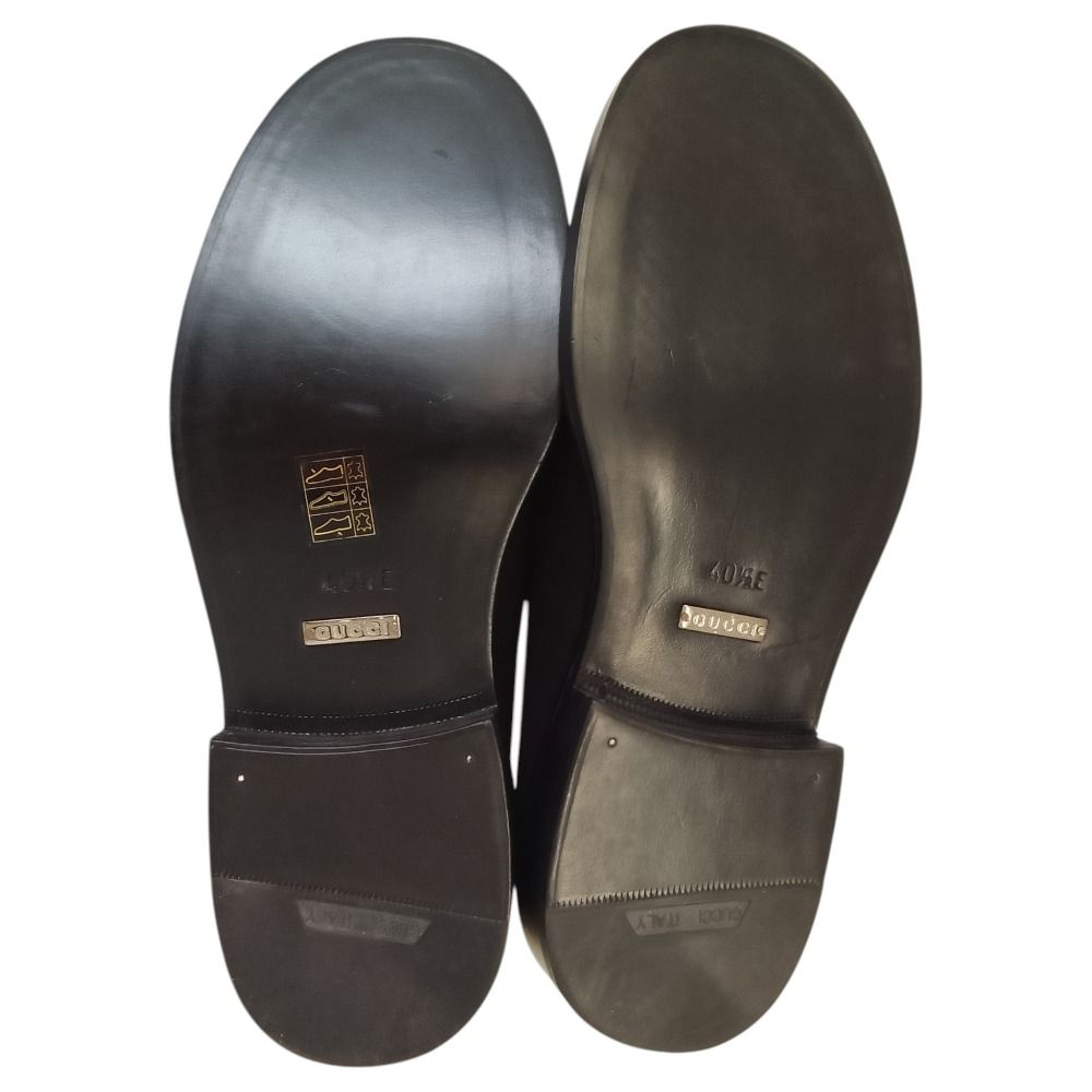 Gucci Horsebit Suede Leather Loafers Shoes Black — view 6