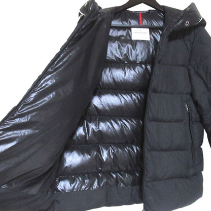 Moncler Cardere Logo Print Hooded Nylon Down Jacket 3 Black — view 3