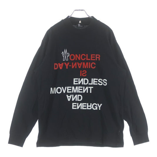 Moncler T-Shirt Manica Lunga Front Print Crew Neck Long Sleeve Top Black