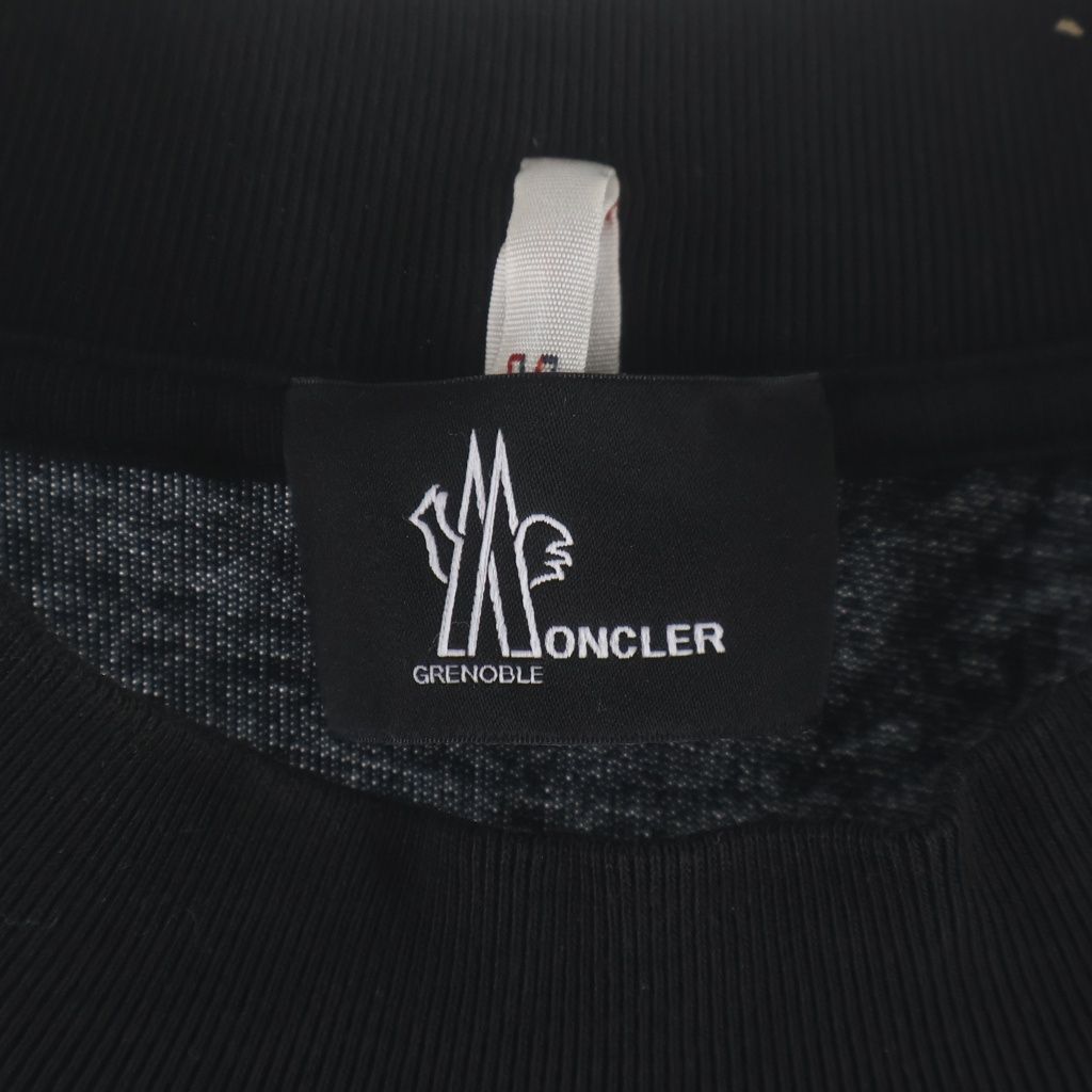 Moncler T-Shirt Manica Lunga Front Print Crew Neck Long Sleeve Top Black — view 7