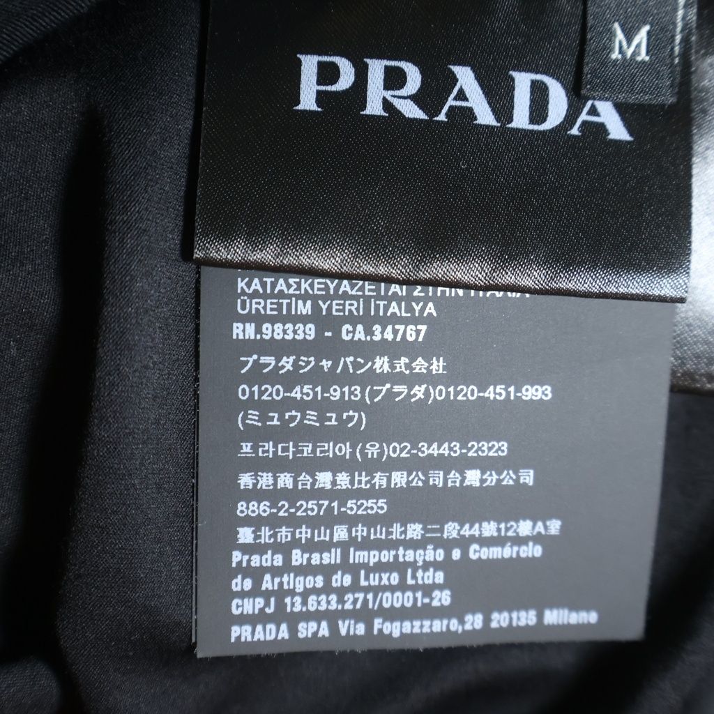 Prada Triangle Logo Embroidery Long T-Shirt Black Cotton — view 8