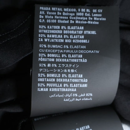 Prada Triangle Logo Embroidery Long T-Shirt Black Cotton — view 7