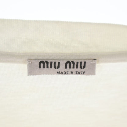 Miu Miu Rhinestone Decoration Cropped T-Shirt White — view 6