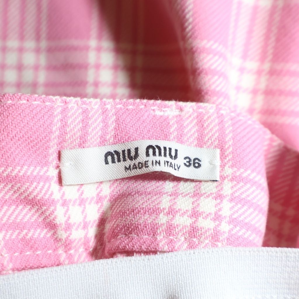 Miu Miu Checkered Short Skirt Pink — view 6