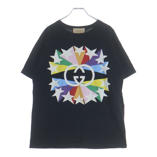 Gucci Interlocking Logo Print Star Short Sleeve T-Shirt Black