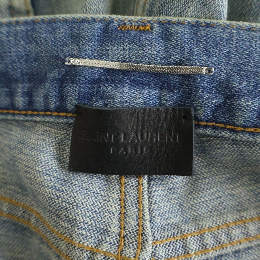 Saint Laurent Paris Aging Processing Multi Pocket Zip Up Denim Pants Indigo — view 6
