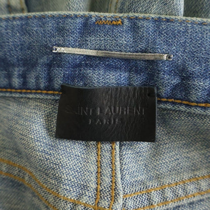 Saint Laurent Paris Aging Processing Multi Pocket Zip Up Denim Pants Indigo — view 6
