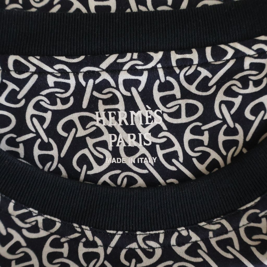 Hermes Naoussa Chaine D'ancre Allover Print Short Sleeve T-Shirt Navy — view 7