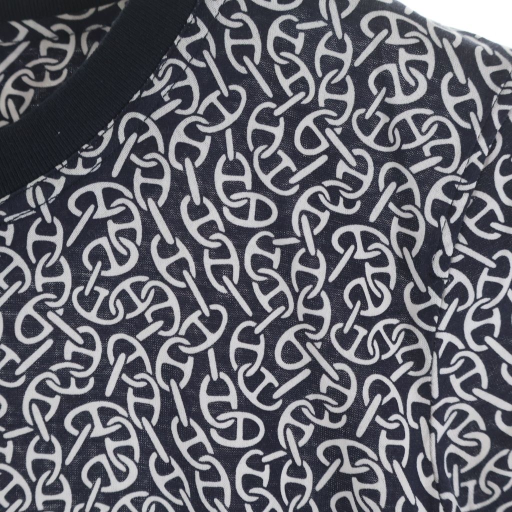 Hermes Naoussa Chaine D'ancre Allover Print Short Sleeve T-Shirt Navy — view 5