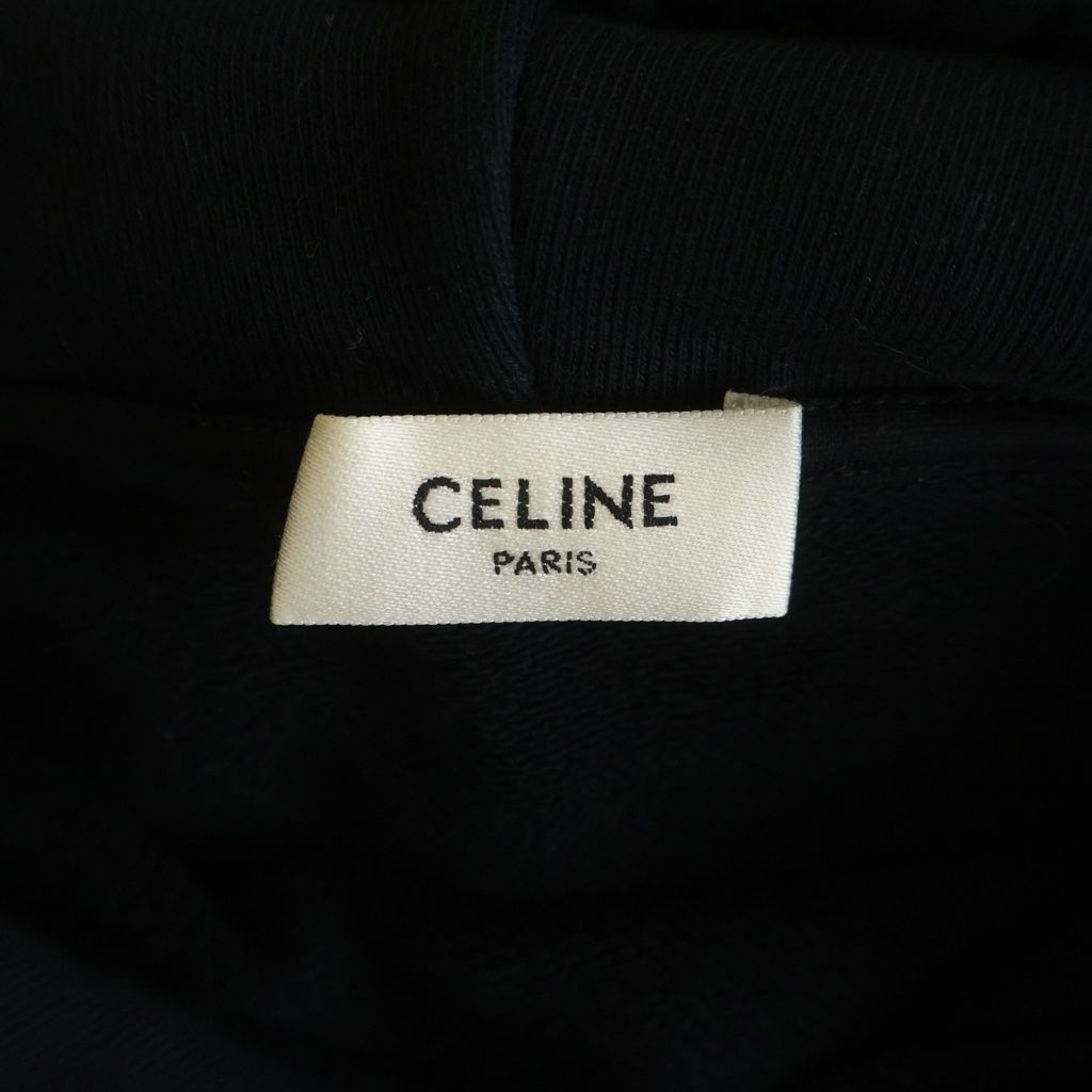 Celine Logo Print Hoodie Louis Sweatshirt Black Cotton XS — view 7