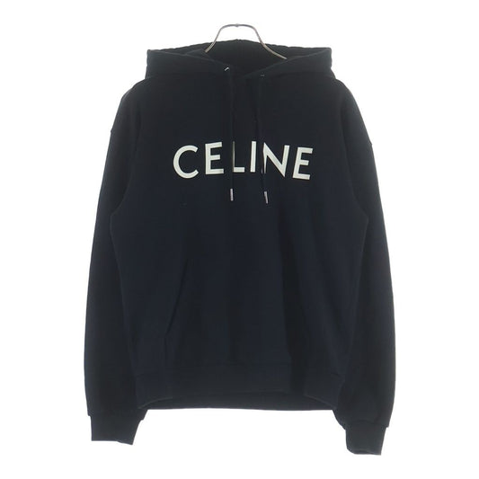 Celine Logo Print Hoodie Louis Sweatshirt Black Cotton XS