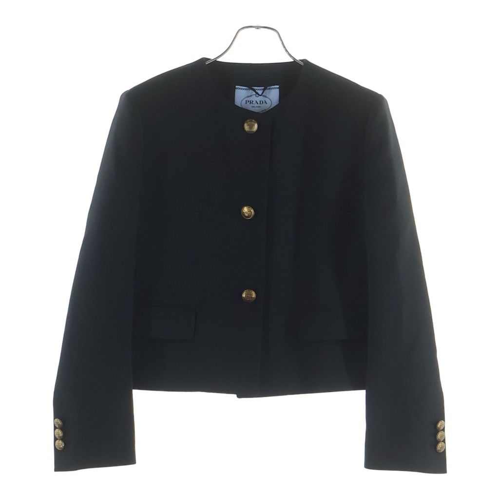Prada Colorless Jacket Black Wool Silk 40