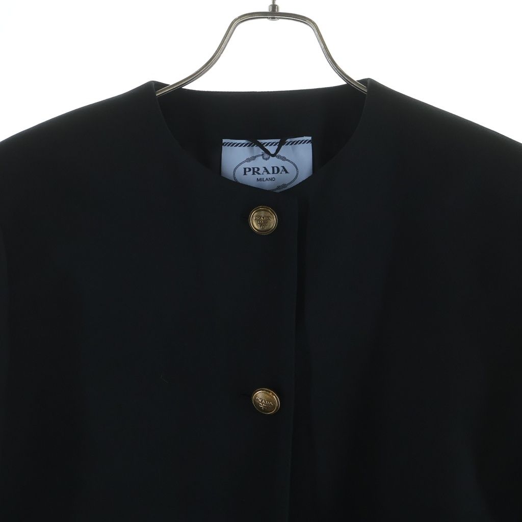 Prada Colorless Jacket Black Wool Silk 40 — view 3
