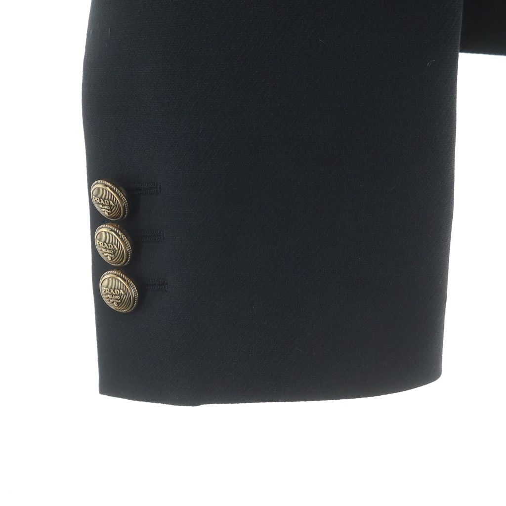 Prada Colorless Jacket Black Wool Silk 40 — view 5