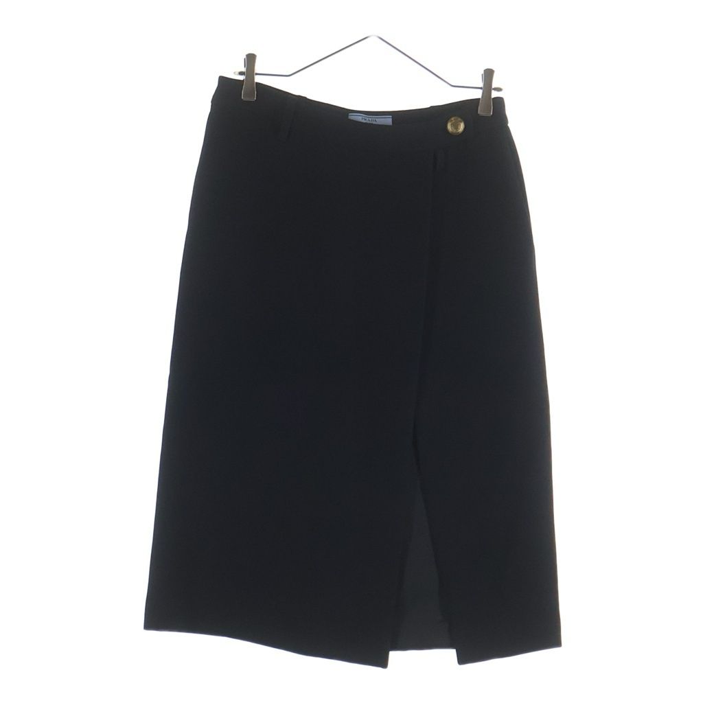 Prada Long Skirt Black Wool Silk 40