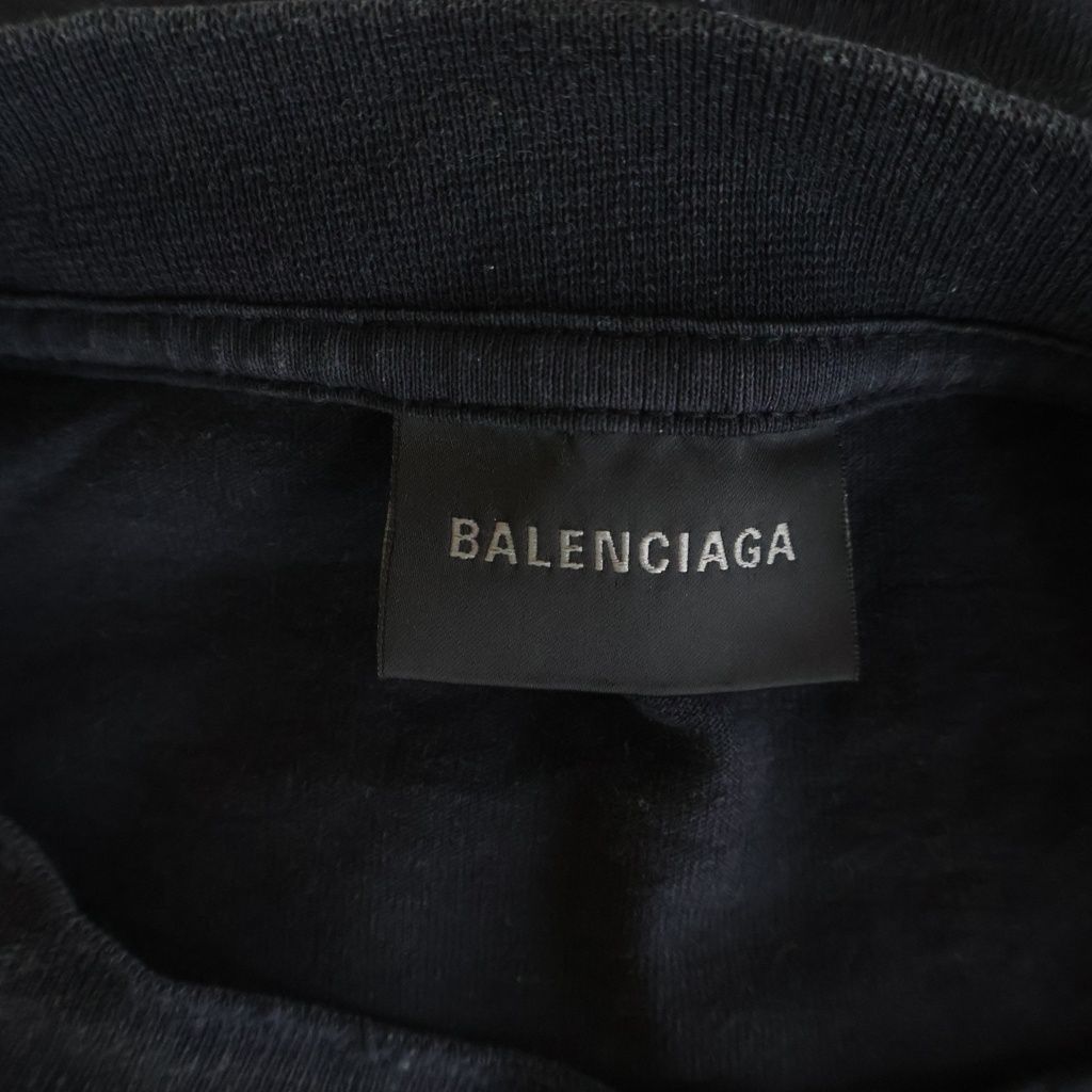 Balenciaga ZL S Double Front T-shirts Paris Print Long Sleeve T-Shirt Black — view 6