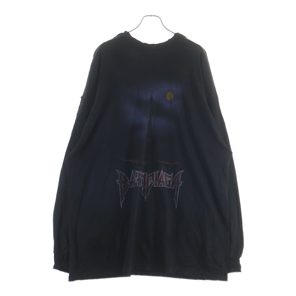 Balenciaga Gray Long Sleeve T-Shirt Long Logo Black