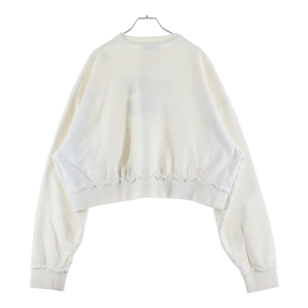 Miu Miu Cropped Sweatshirt Distressed Crew Neck White — view 2