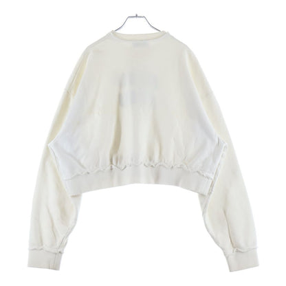 Miu Miu Cropped Sweatshirt Distressed Crew Neck White — view 2