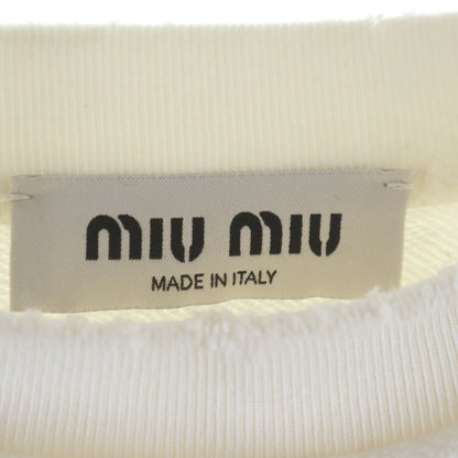 Miu Miu Cropped Sweatshirt Distressed Crew Neck White — view 6