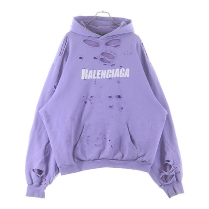 Balenciaga Caps Destroyed Hoodie Pullover Purple
