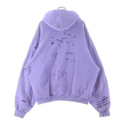 Balenciaga Caps Destroyed Hoodie Pullover Purple — view 2